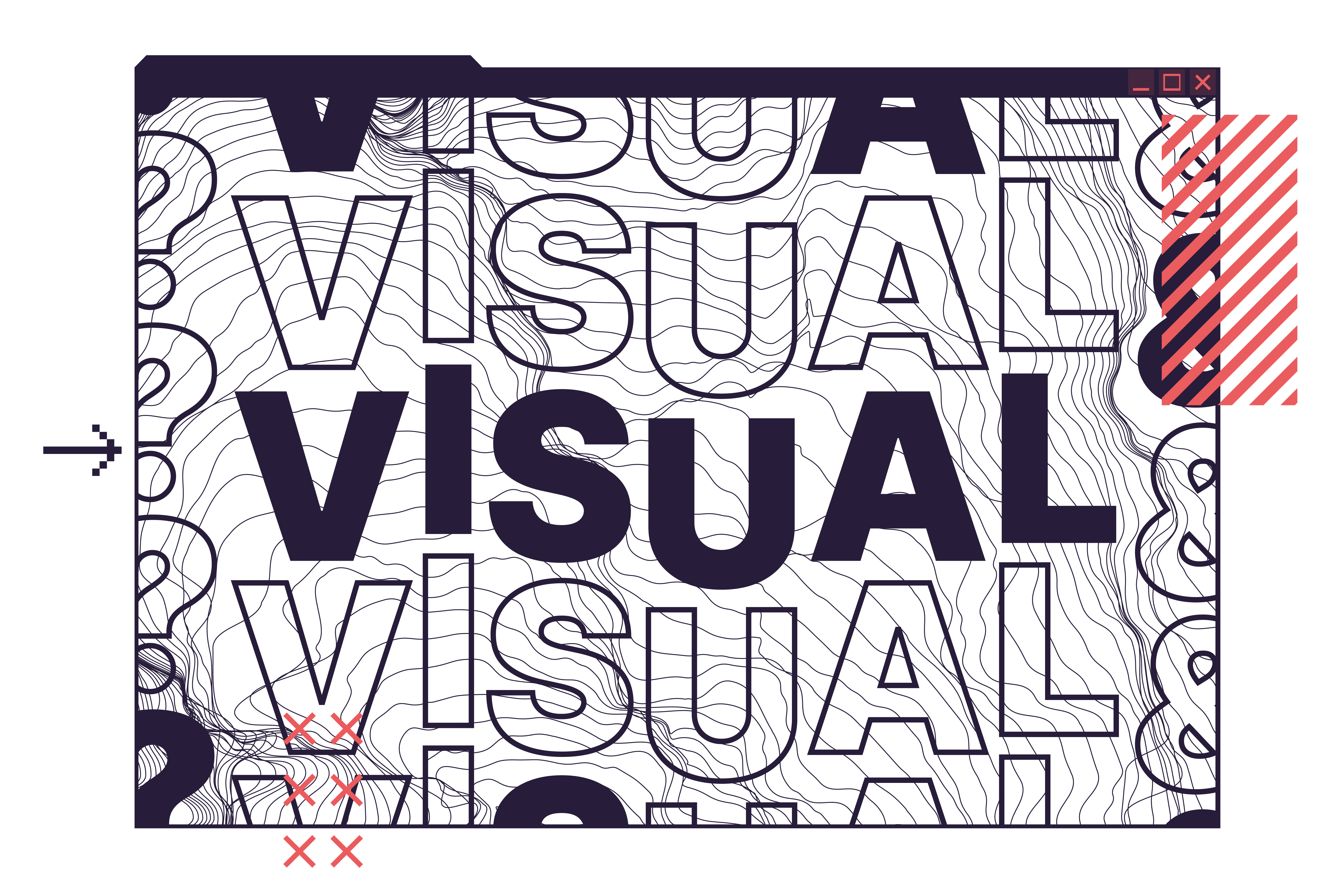 The words visual illustrated in a Razor purple pattern